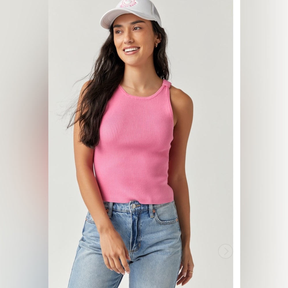 New Francesca’s Savannah Ribbed Knit Pink Tank Top